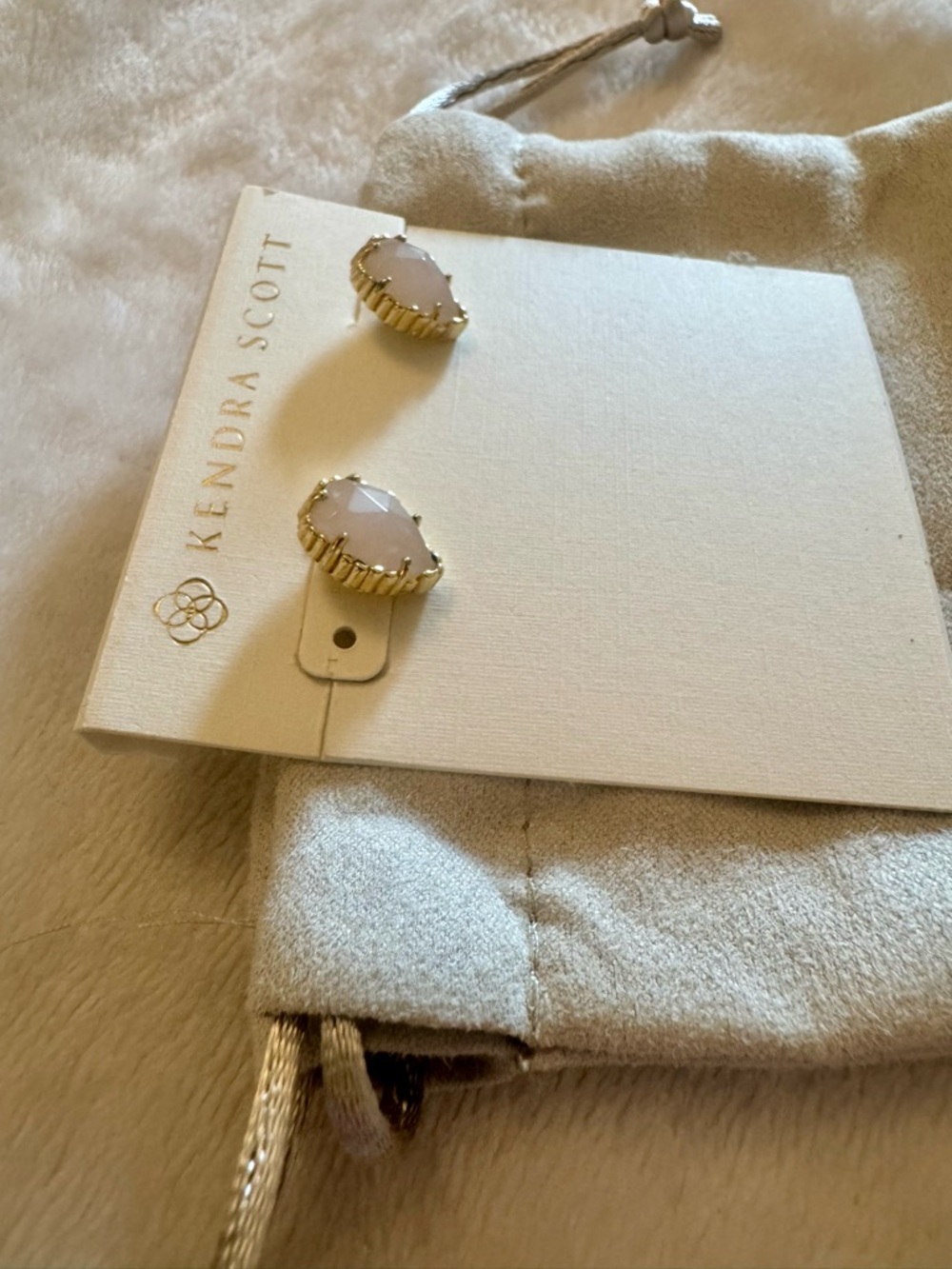 Kendra Scott Pale Pink Stone Gold-Trim Stud Earrings